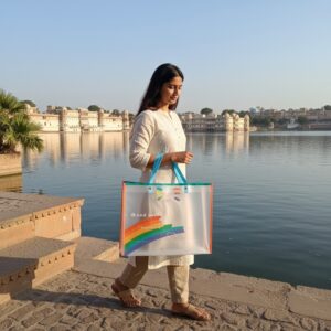 Rainbow Transparent Tote Bag – Stylish & Durable | Raj Bags